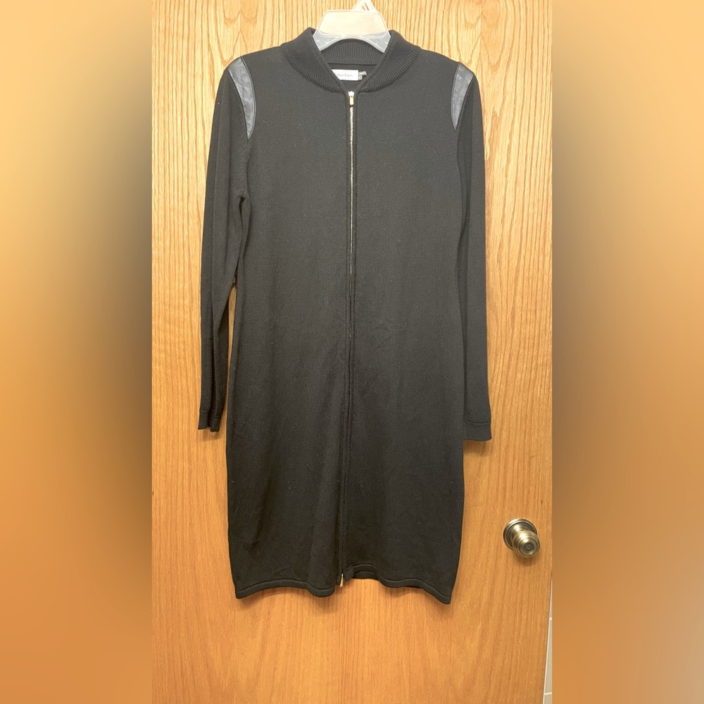 Calvin Klein Black Double-Zipper Black Dress.
